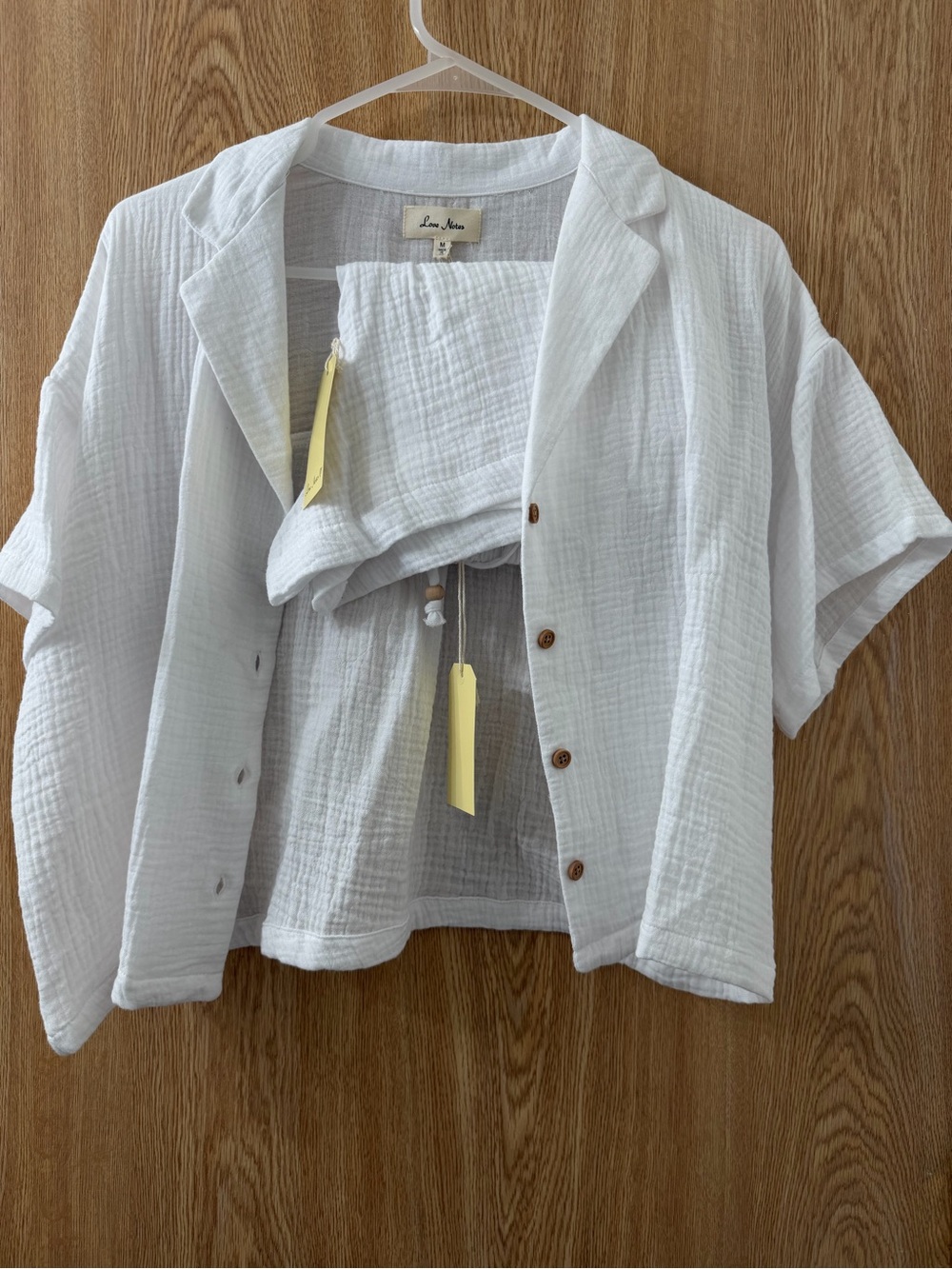 Love Notes White Short Sleeve Button-Front Gauze Shirt